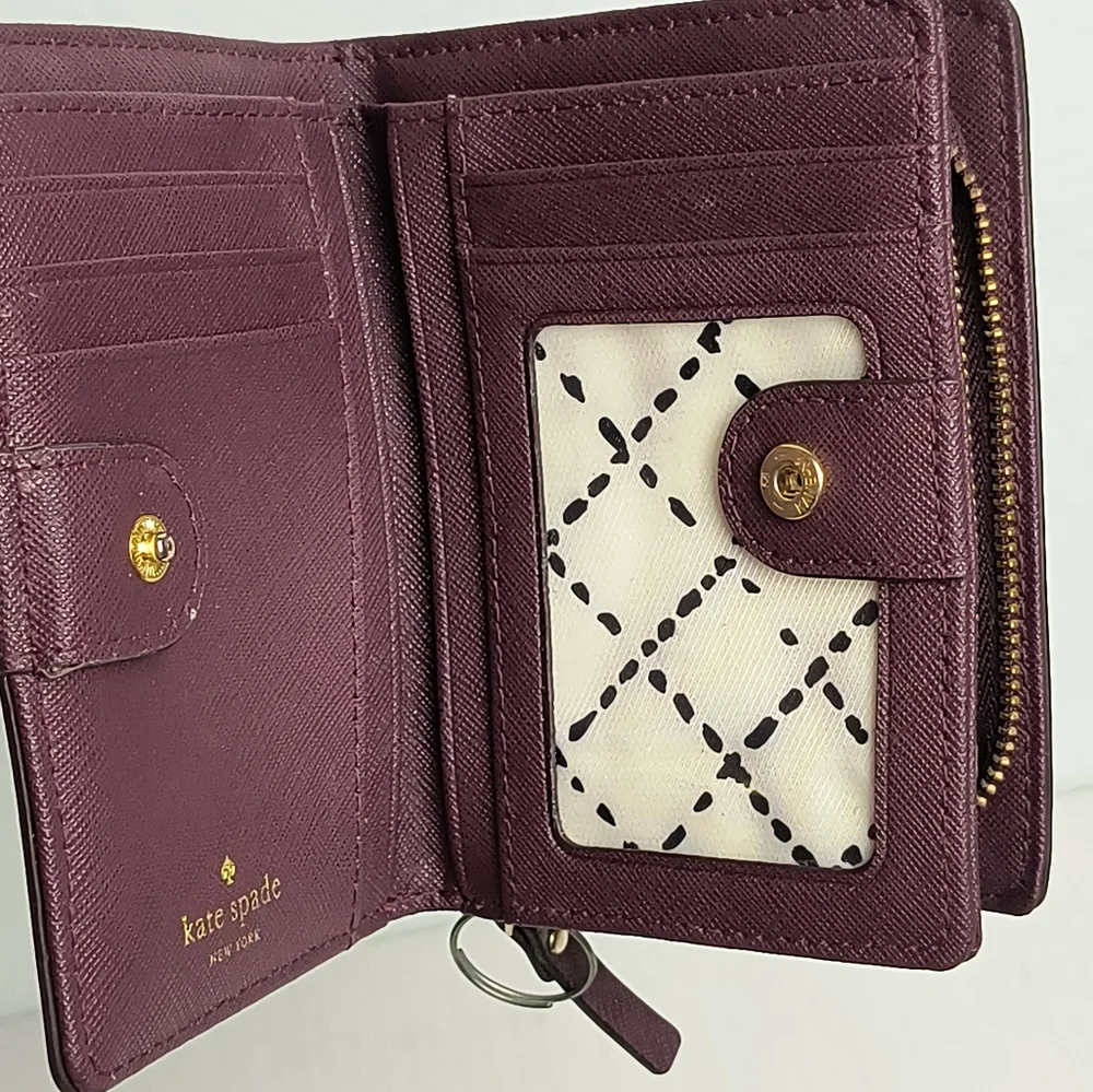 Kate Spade Folding Wallet Zip Snap Eggplant Vintage Y2K